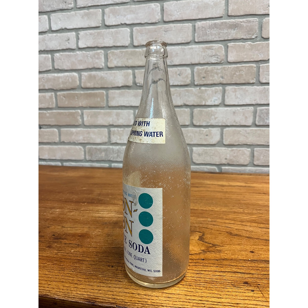 Vintage Bon Ton Waukesha Wisconsin Wis White Soda Glass Bottle 32oz