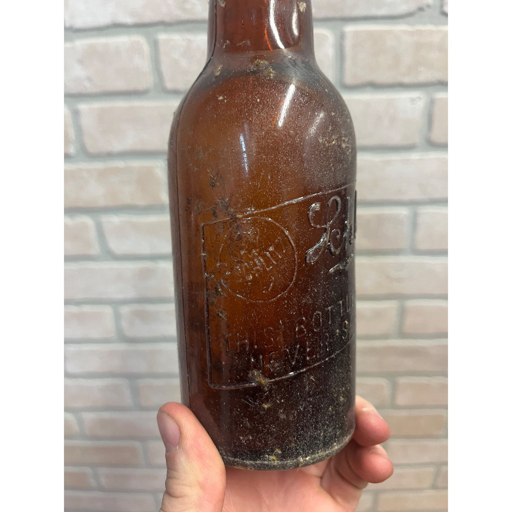 Vintage Pre-Prohibition Schlitz Milwaukee Beer Amber Bottle Embossed Globe Logo