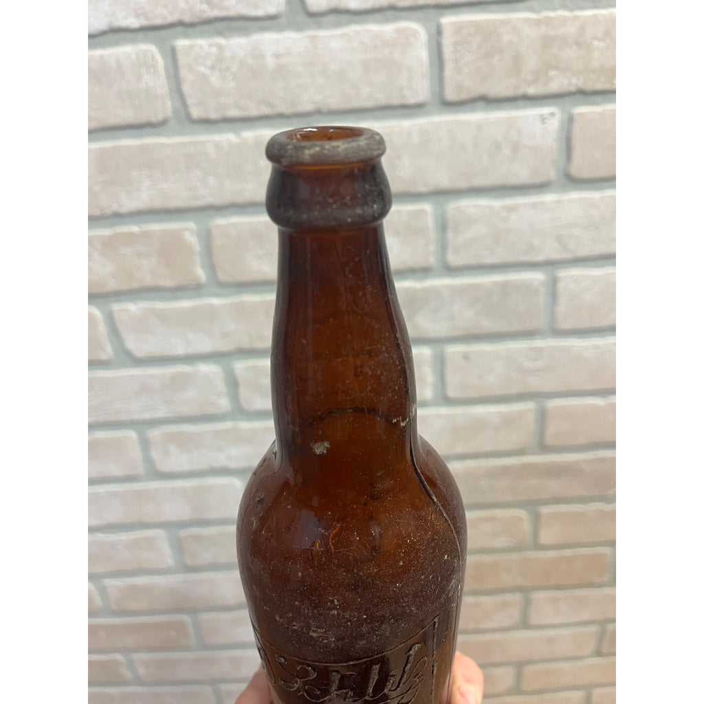 Vintage Pre-Prohibition Schlitz Milwaukee Beer Amber Bottle Embossed Globe Logo