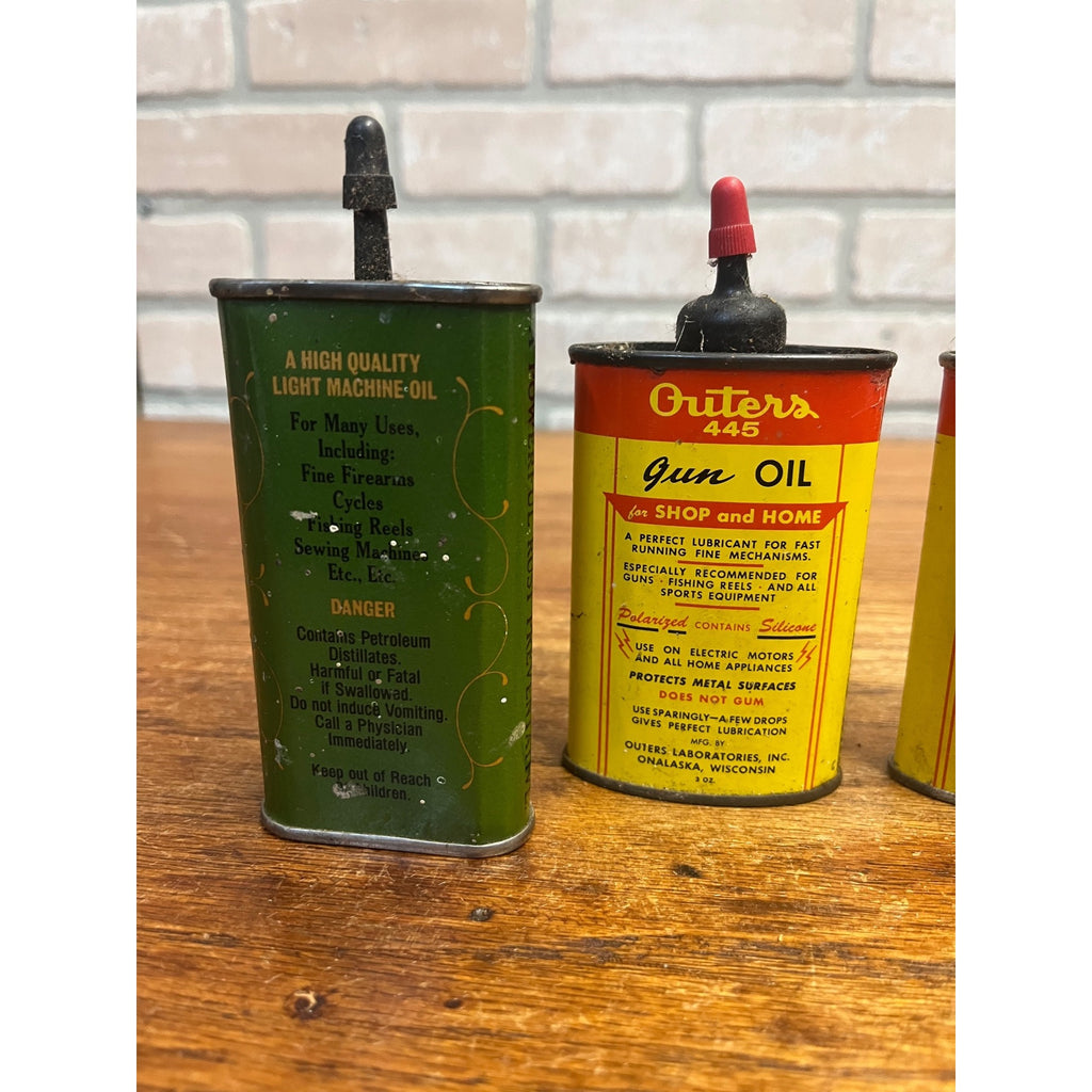 Vintage Lot (4) Gun Hand Oilers Oil Cans Remington, Hoppe's, Outers 445 Hunting
