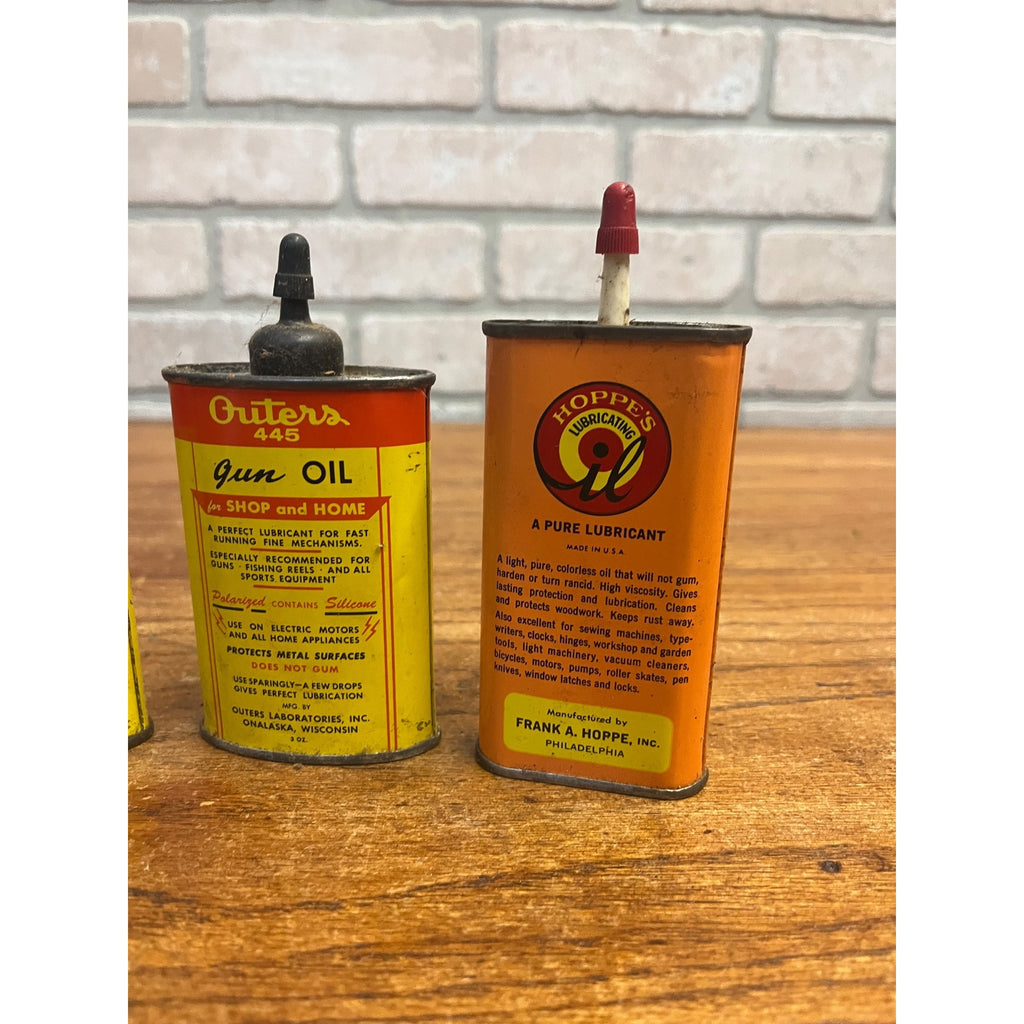 Vintage Lot (4) Gun Hand Oilers Oil Cans Remington, Hoppe's, Outers 445 Hunting