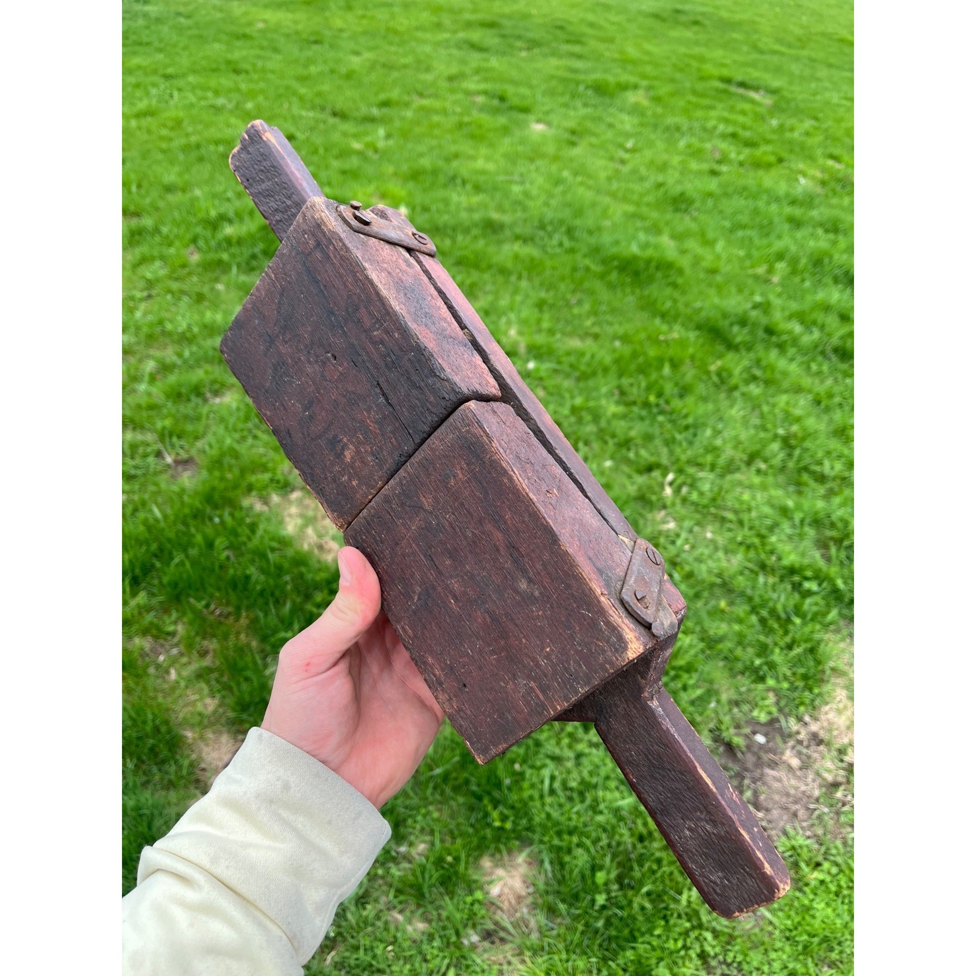 Antique Civil War Battle Rattle Folk Art Wooden Hinged Clapper Noisemaker AAFA