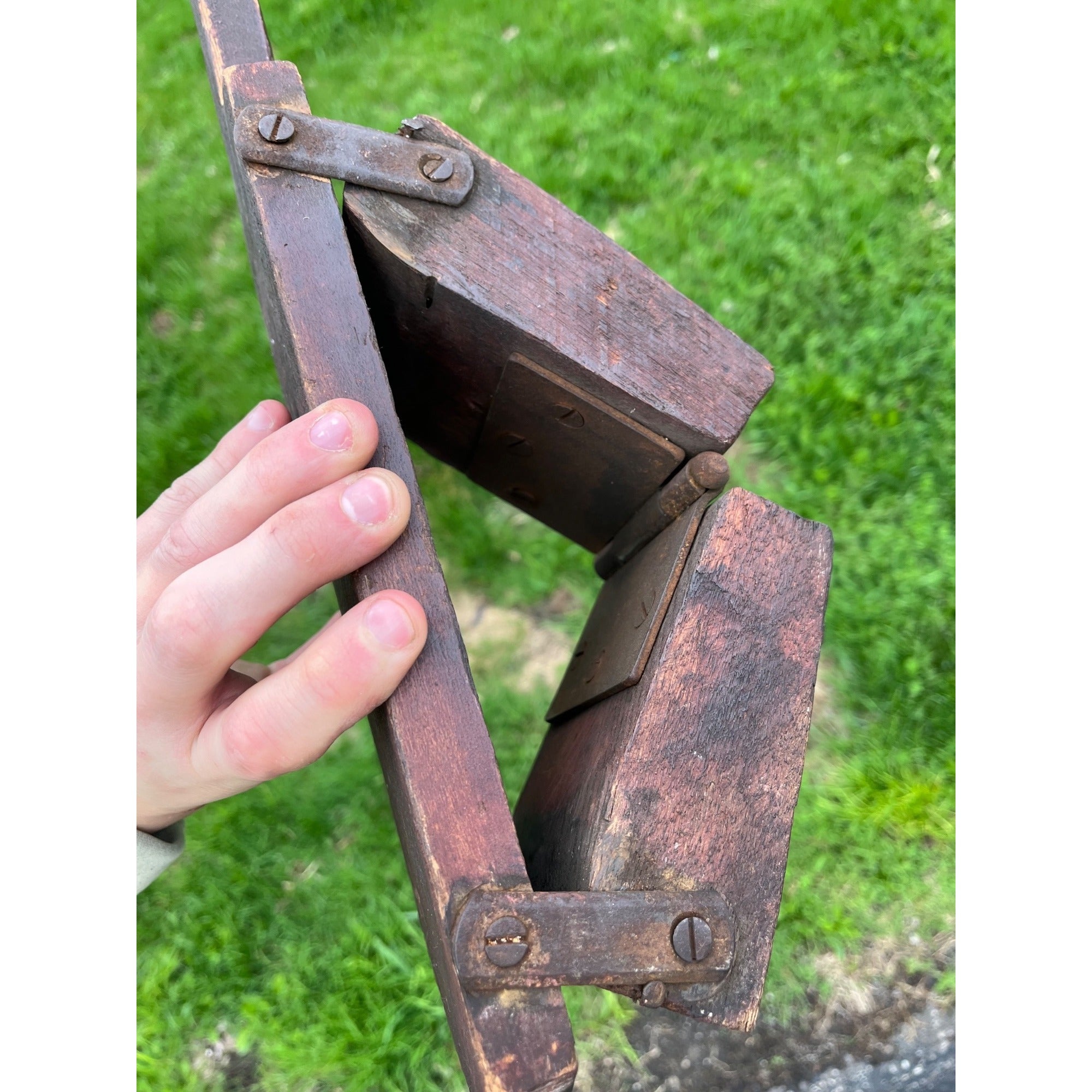 Antique Civil War Battle Rattle Folk Art Wooden Hinged Clapper Noisemaker AAFA