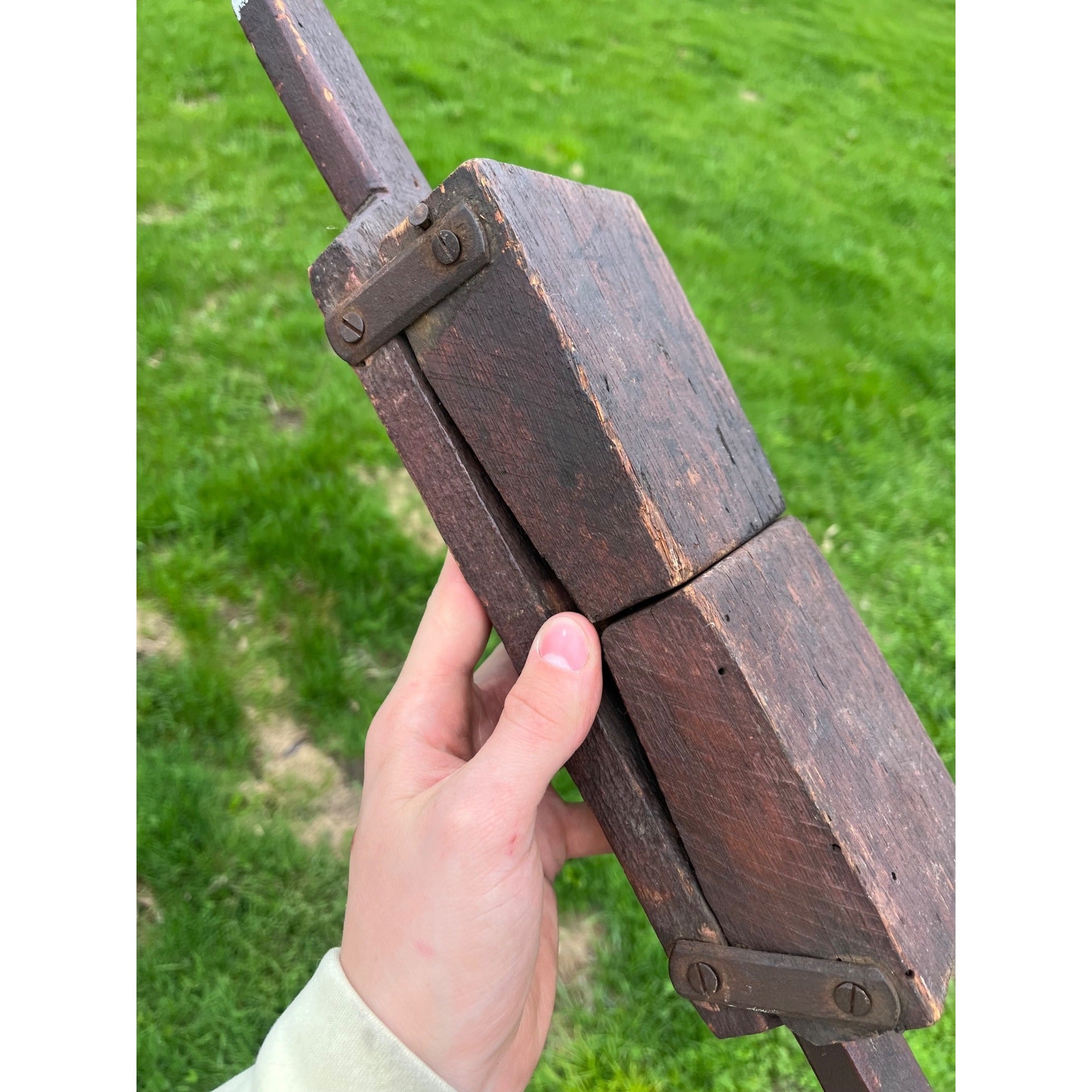Antique Civil War Battle Rattle Folk Art Wooden Hinged Clapper Noisemaker AAFA