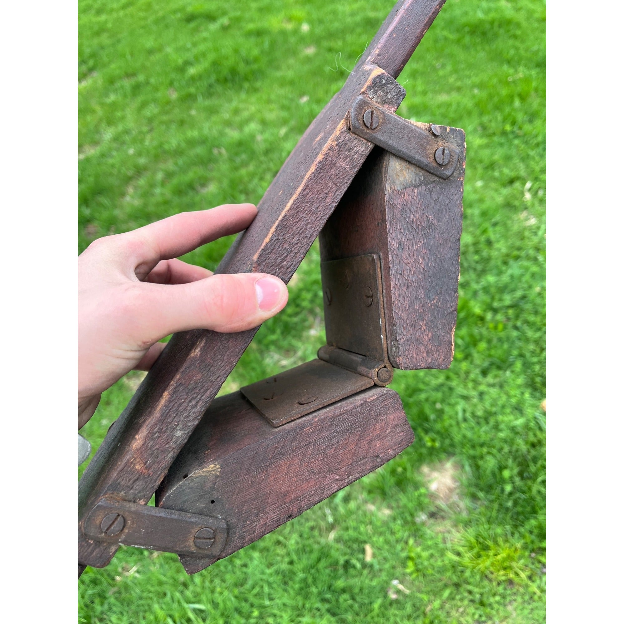 Antique Civil War Battle Rattle Folk Art Wooden Hinged Clapper Noisemaker AAFA