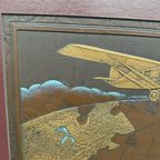 Vintage Leather Embossed "Spirit of Progress" Aviation Airplane Framed Art
