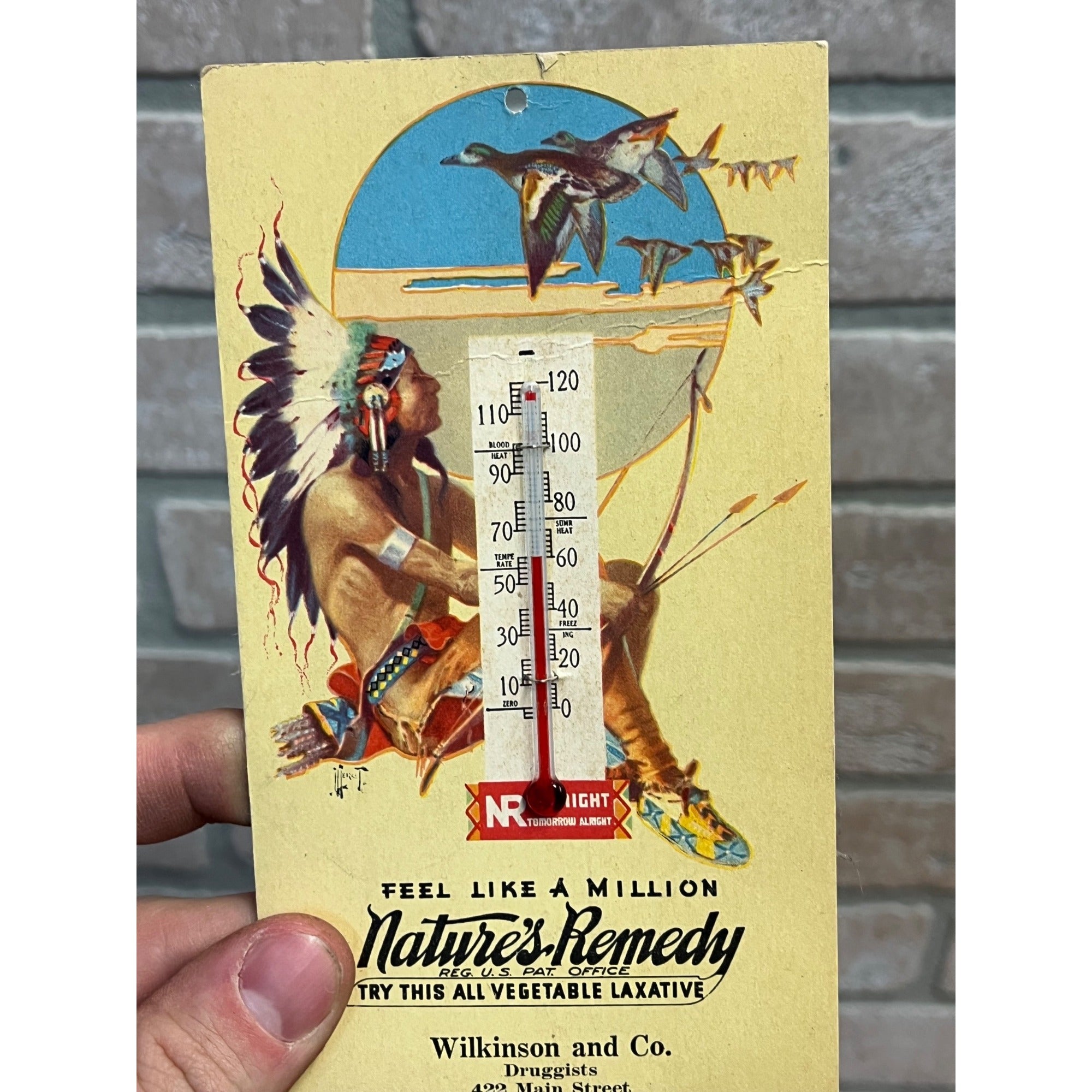 1939 Tums Natures Remedy Thermometer Drug Advertising Calendar Keokuk Iowa Sign