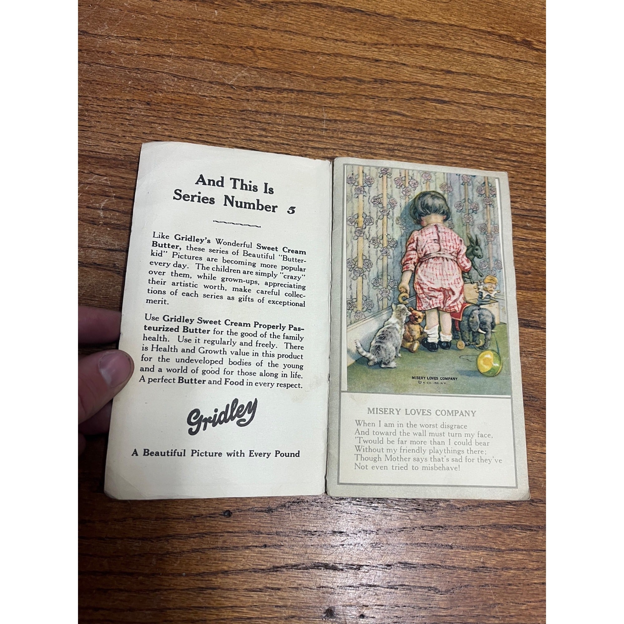 RARE Vintage 1920s Gridley Butter Butterkid Album Advertising Card Milwaukee WI