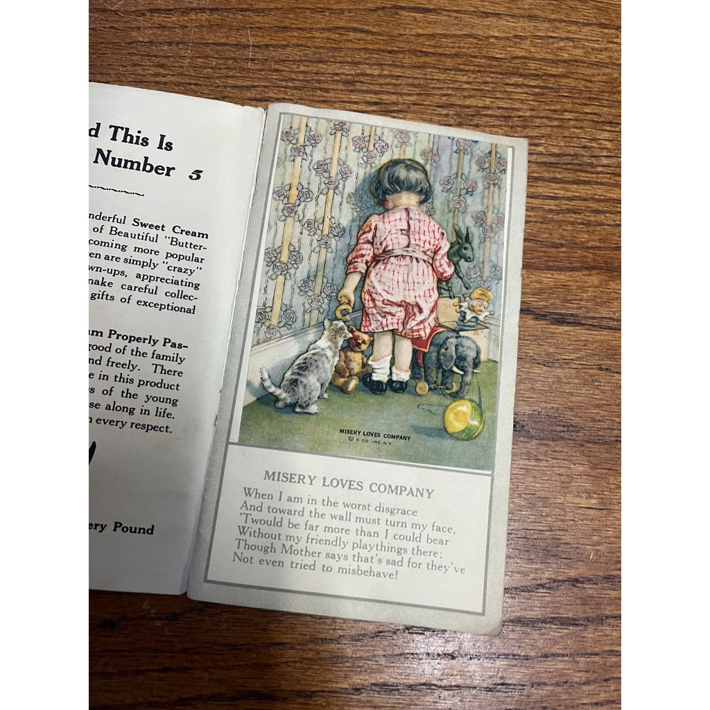 RARE Vintage 1920s Gridley Butter Butterkid Album Advertising Card Milwaukee WI