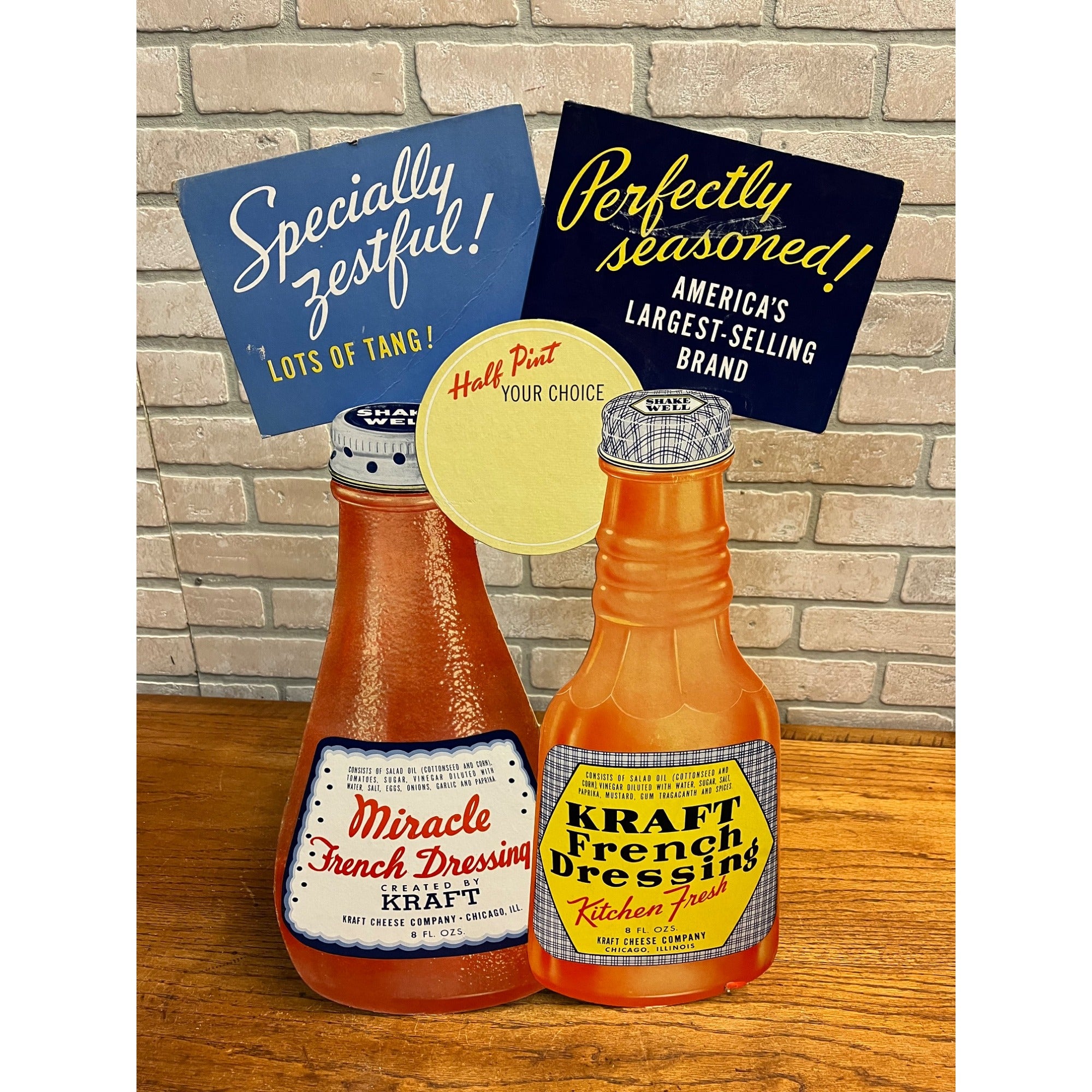 Vintage Kraft Foods French Dressing Advertising Store Display Sign Easelback