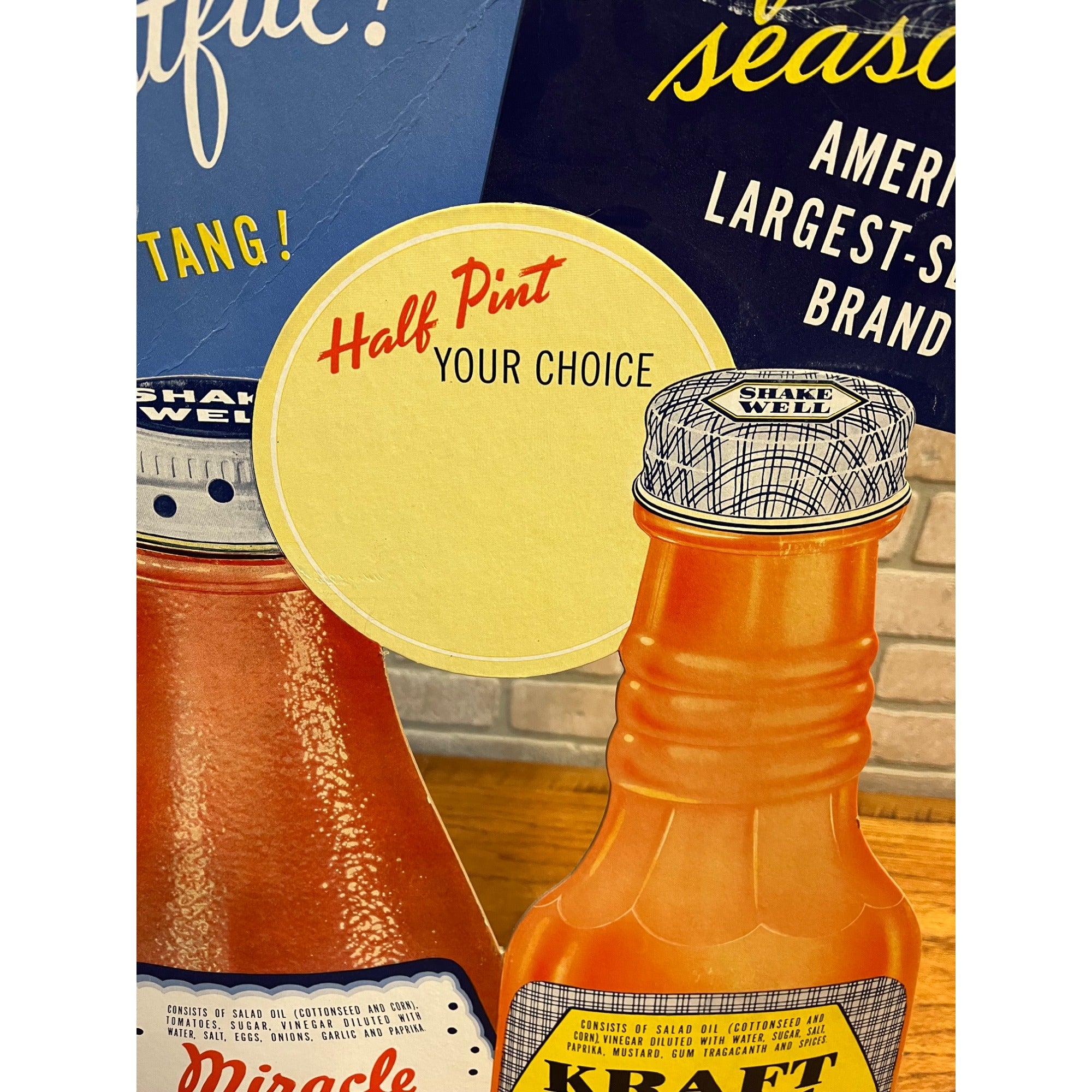 Vintage Kraft Foods French Dressing Advertising Store Display Sign Easelback