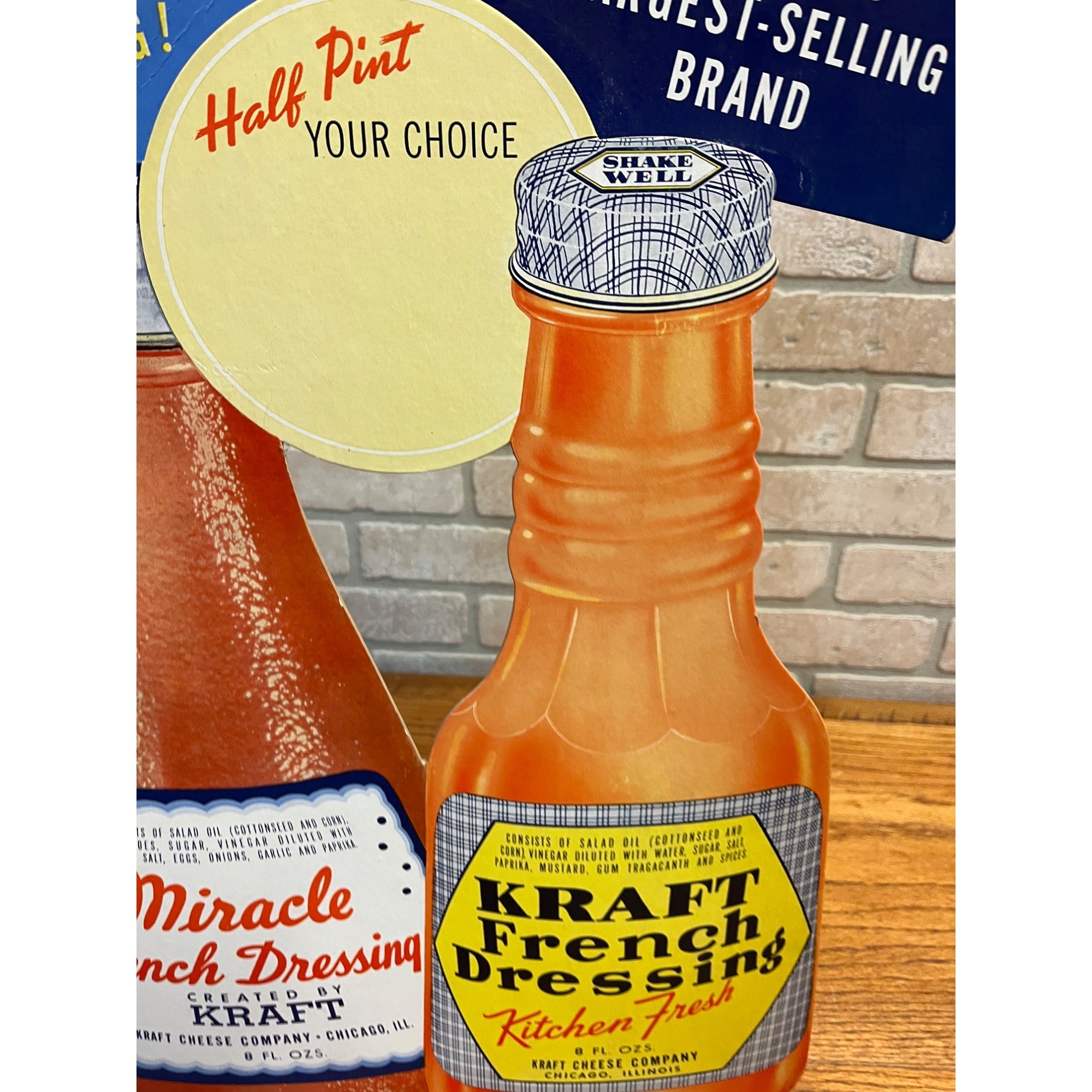 Vintage Kraft Foods French Dressing Advertising Store Display Sign Easelback