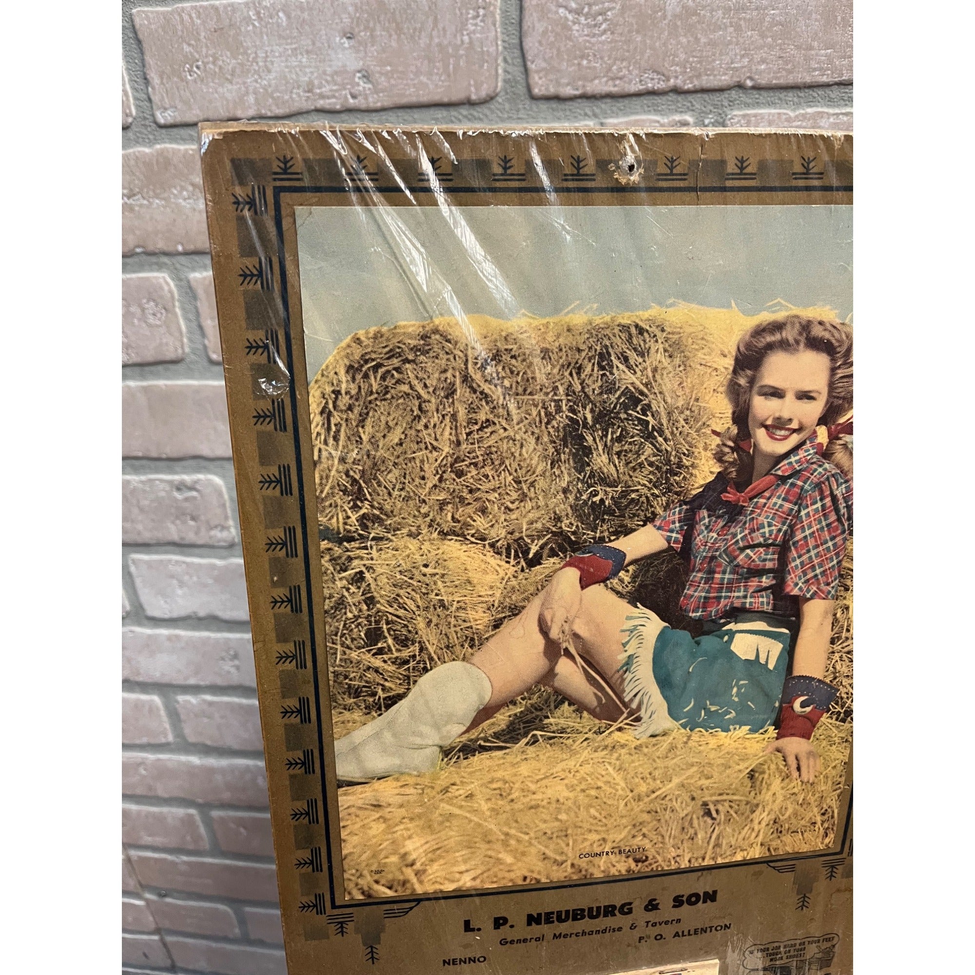 Vintage Neuburg General Store Tavern Nenno Wisconsin 1953 Adv. Calendar Sign