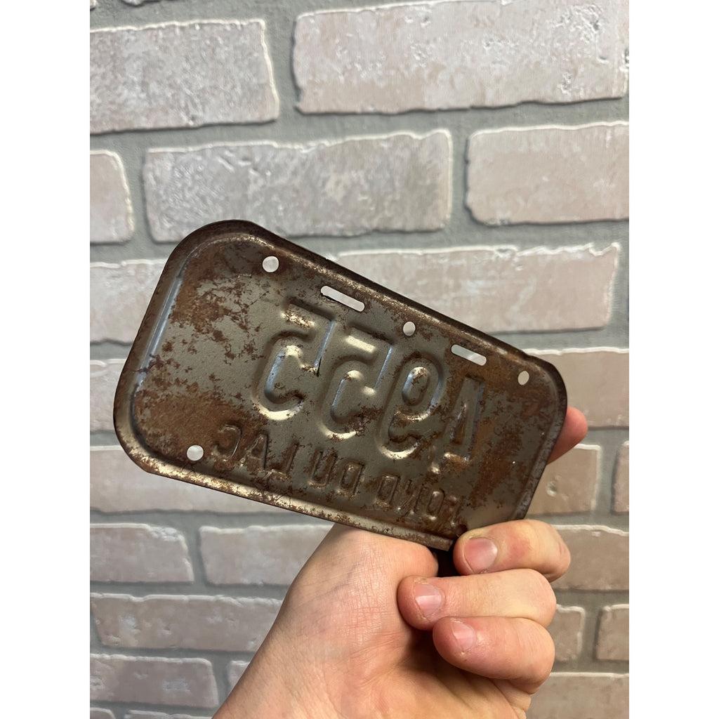 Vintage 1980s Fond du Lac Wisconsin Embossed Bicycle License Plate Yellow Black