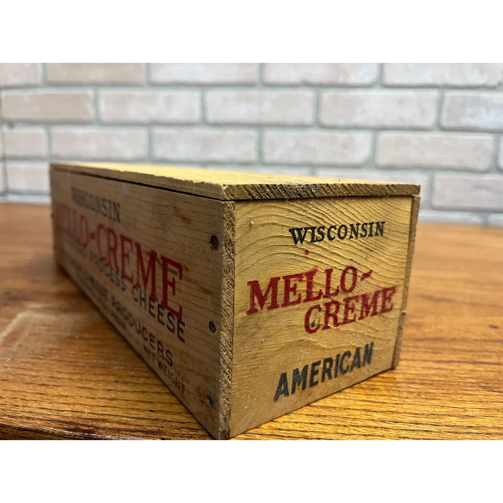 Vintage Wisconsin Cheese Products Mello-Creme 5lb Wooden Box Plymouth Wis WI