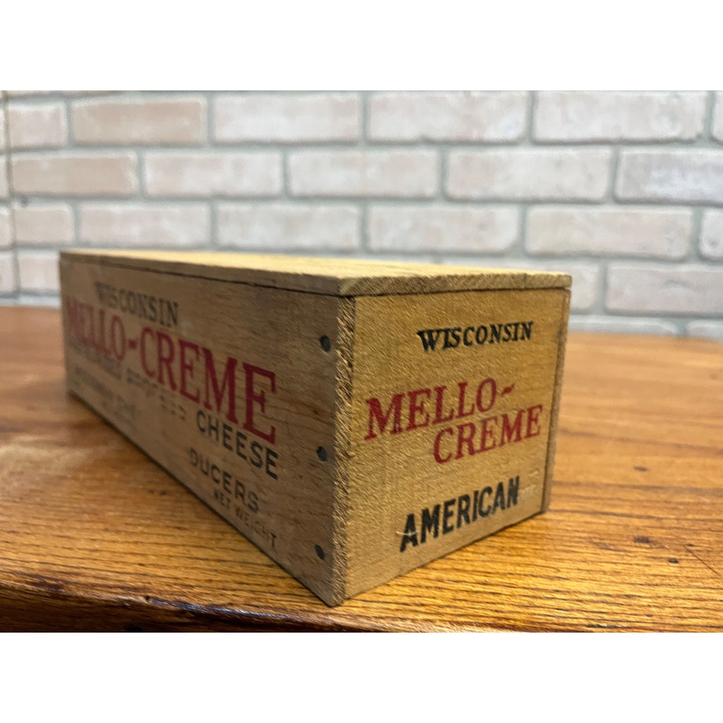 Vintage Wisconsin Cheese Products Mello-Creme 5lb Wooden Box Plymouth Wis WI