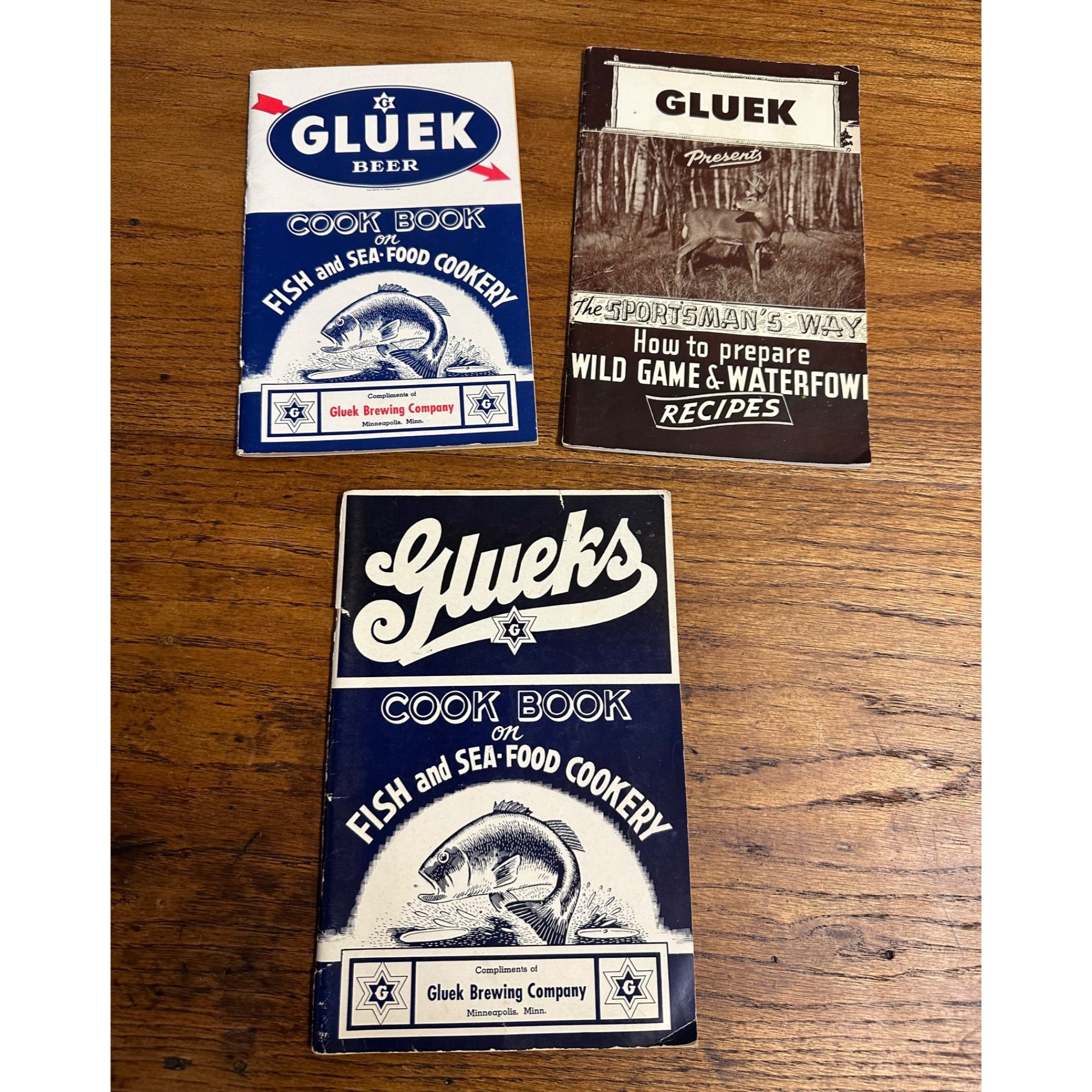 Vintage 1940s Gluek Beer Advertising Recipe Booklets Wild Game + Seafood Lot