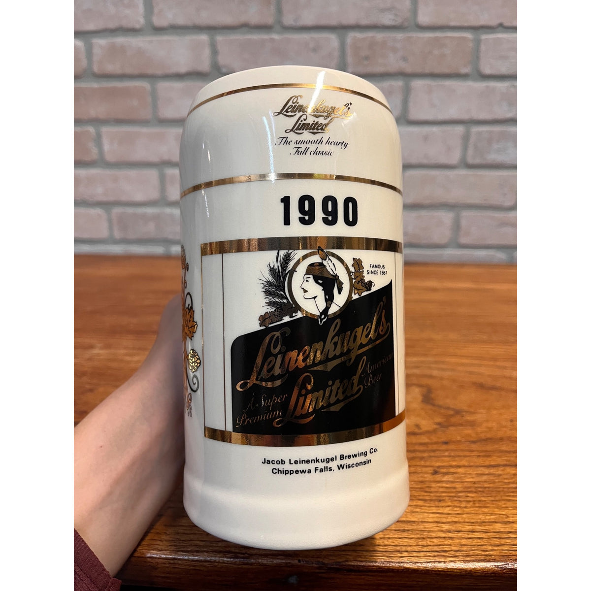 Leinenkugels 1990 Limited Beer Stein Limited Edition 1/1800 Produced 7.5” Tall