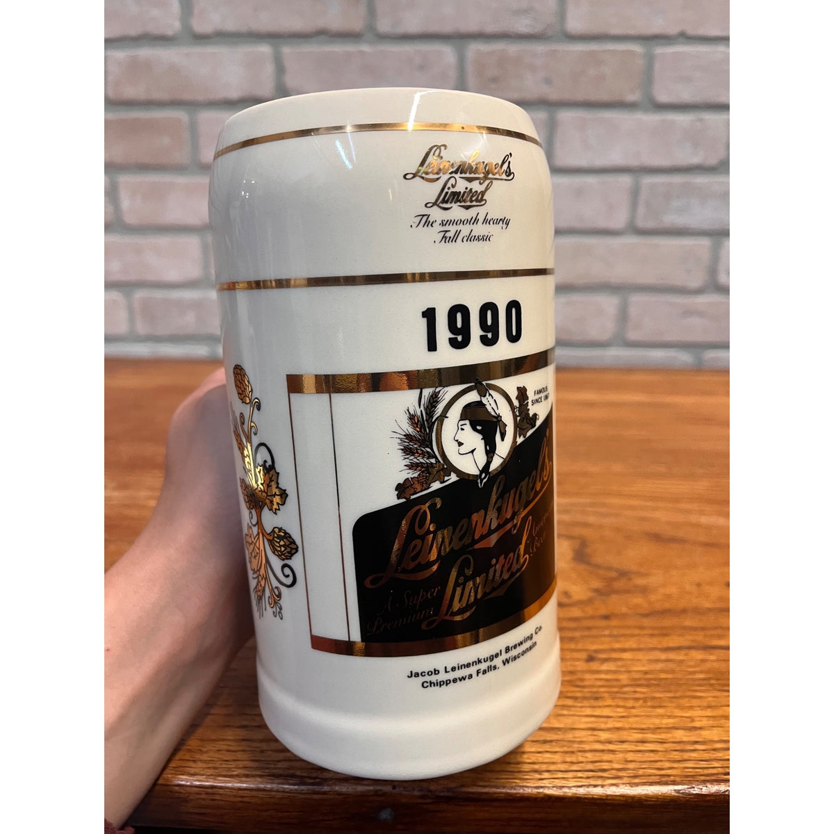 Leinenkugels 1990 Limited Beer Stein Limited Edition 1/1800 Produced 7.5” Tall