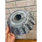 Antique Primitive Grey and White Spatter/Swirl Graniteware Fluted Bundt Cake Pan/Farmhouse Decor, Gray