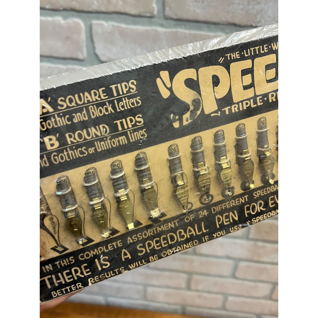 Vintage Calligraphy Speedball 24 Pen Nibs On Card Incomplete 1950s