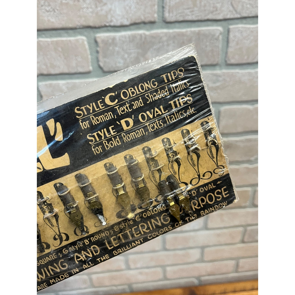 Vintage Calligraphy Speedball 24 Pen Nibs On Card Incomplete 1950s