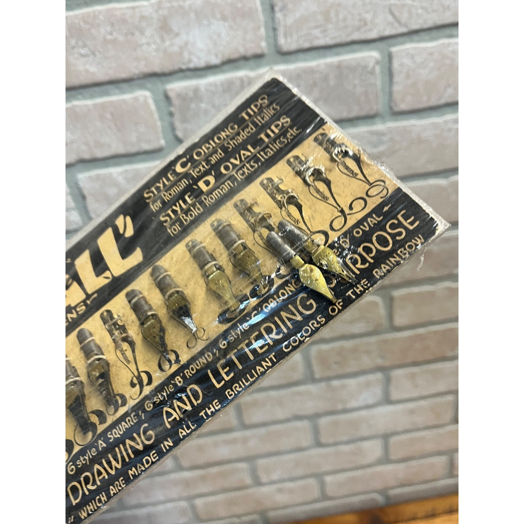 Vintage Calligraphy Speedball 24 Pen Nibs On Card Incomplete 1950s