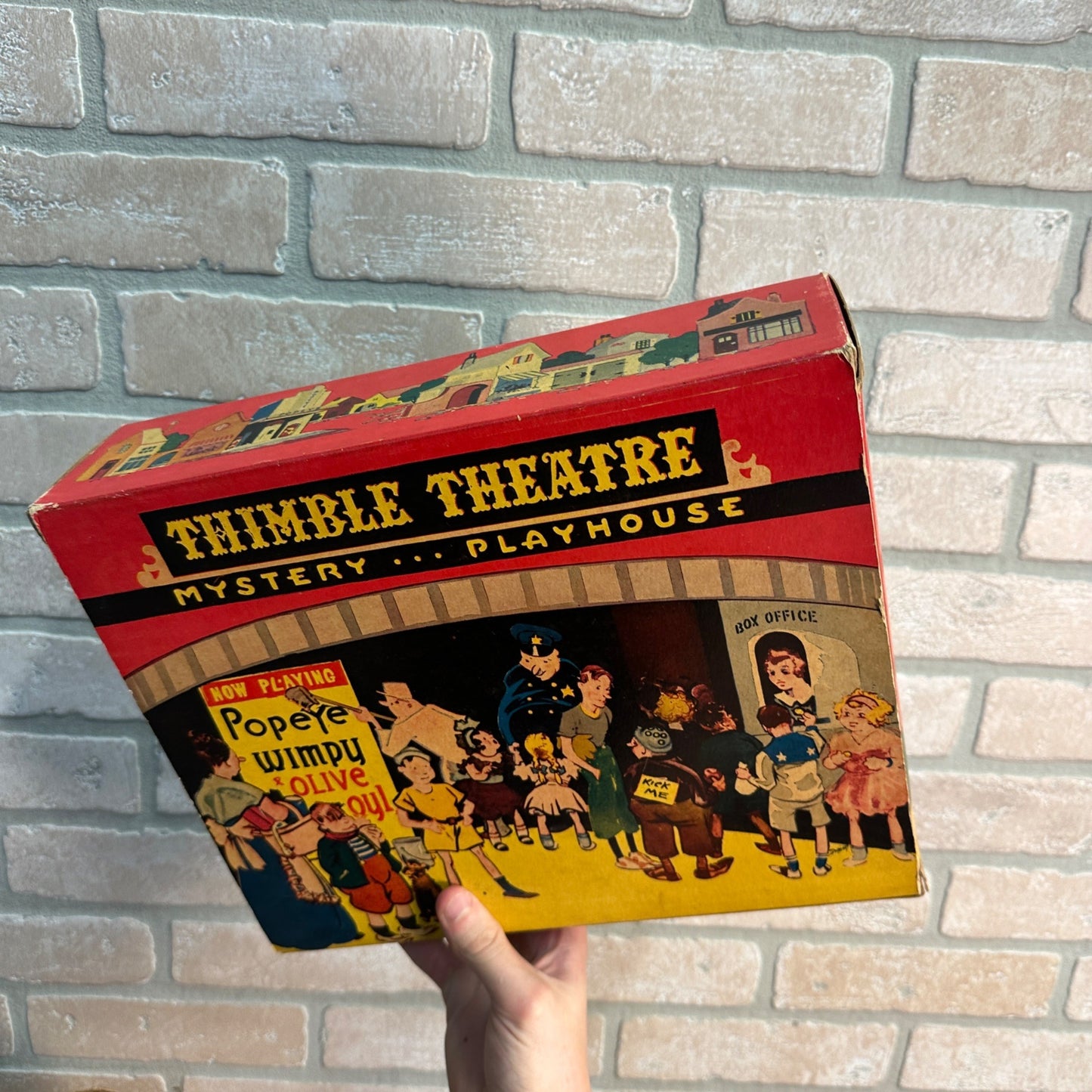 SCARCE 1939 Popeye Thimble Theatre Playhouse w/ Figures and Box