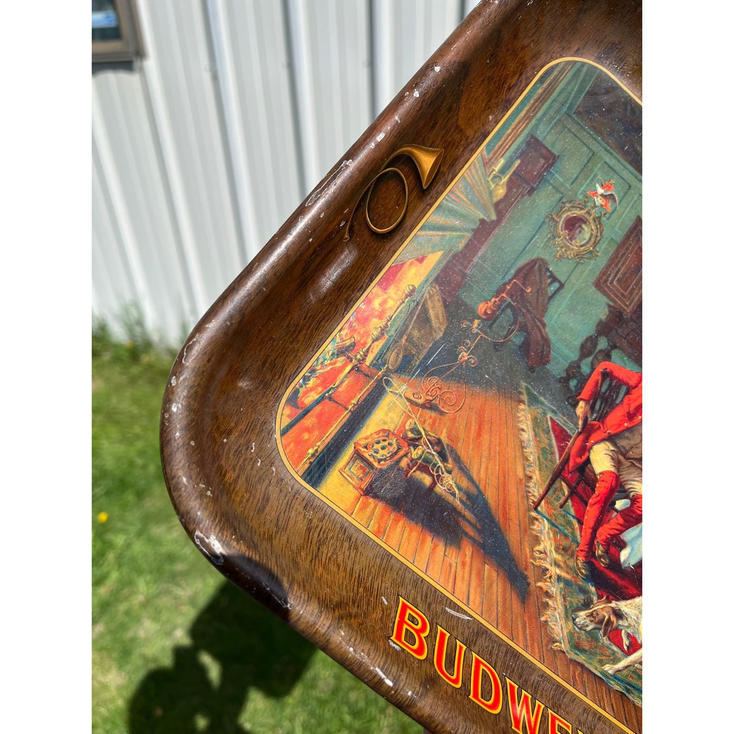 Vintage c1938 Budweiser Beer Fox Hunt Advertising Serving Tray - CLEAN