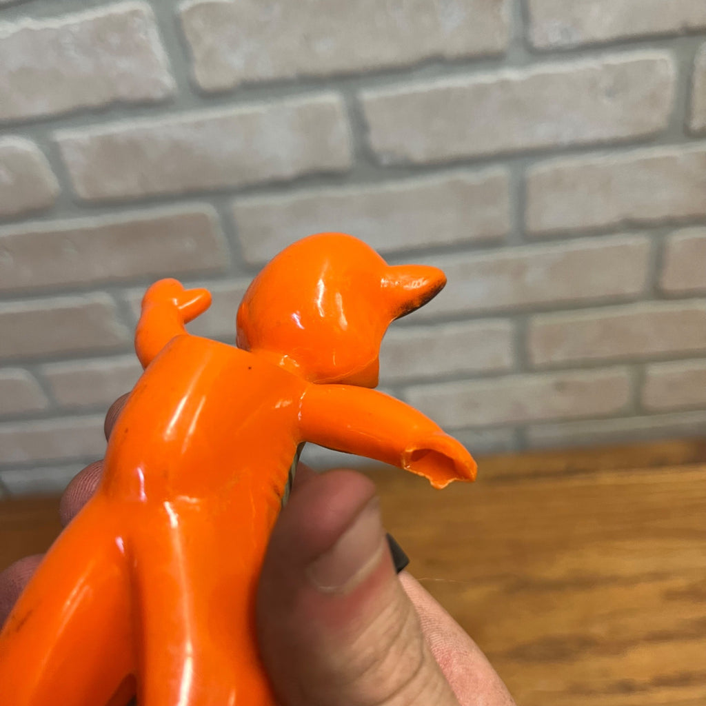 Vintage Halloween Rosbro Plastics Candy Container toys Orange Cat Wheels Witch JOL
