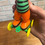 Vintage Halloween Rosbro Plastics Candy Container toys Orange Cat Wheels Witch JOL