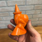 Vintage Halloween Rosbro Plastics Candy Container toys Orange Cat Wheels Witch JOL