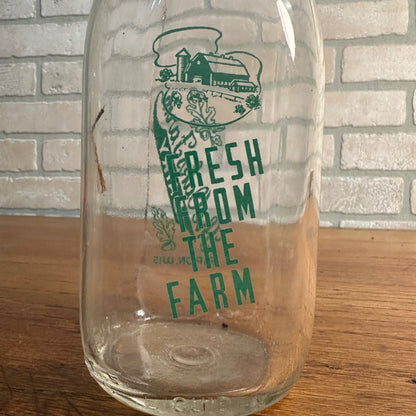 The Oaks Farm Dairy Ripon Wis Milk Bottle Quart Bottle