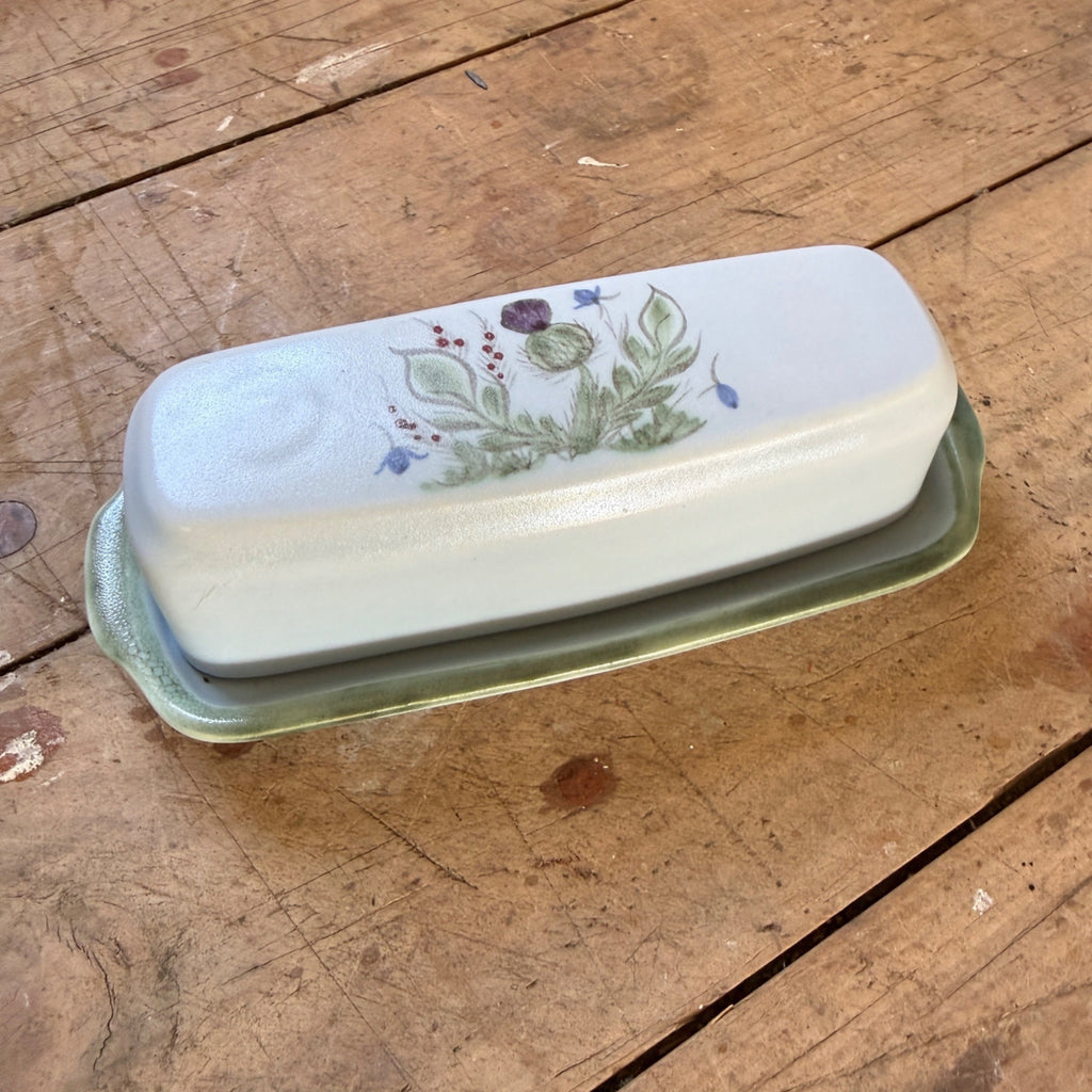 Buchan Thistle Serving  Scotland Stoneware Pottery Covered Butter Dish