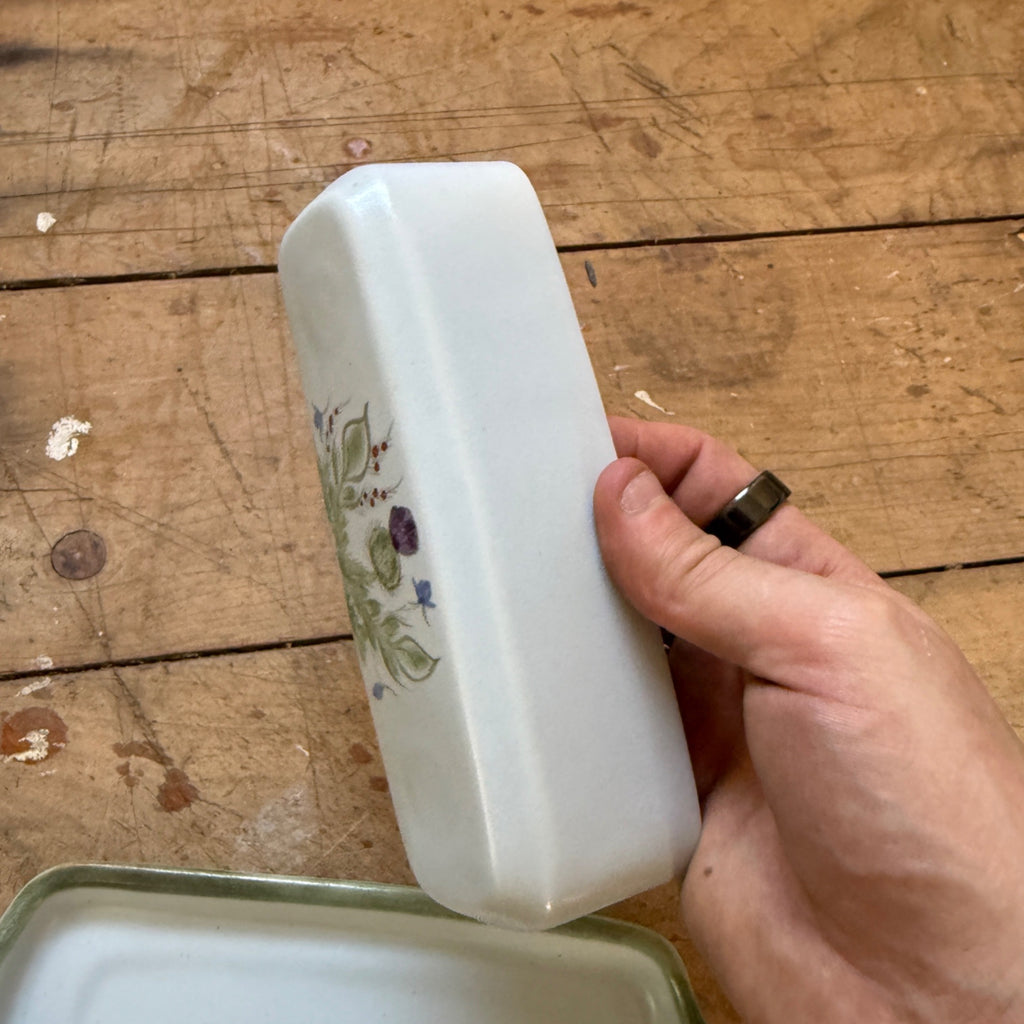 Buchan Thistle Serving  Scotland Stoneware Pottery Covered Butter Dish