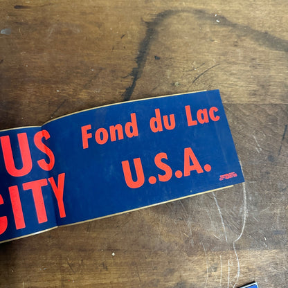 Vintage 1950s Fond du Lac Wis "Fabulous Scab City" Bumper Sticker NOS