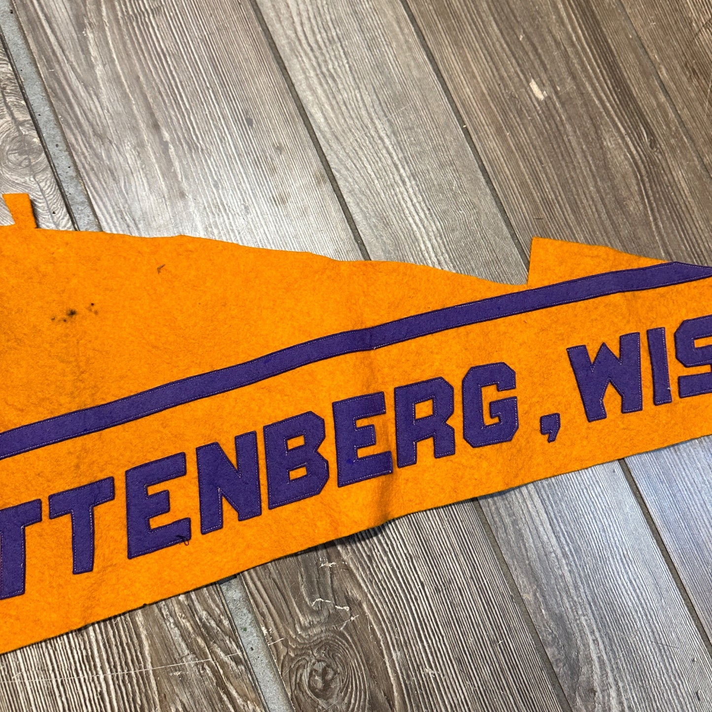 Vintage 1910s Wittenburg High School Wisconsin Early Sewn Felt Banner Pennant