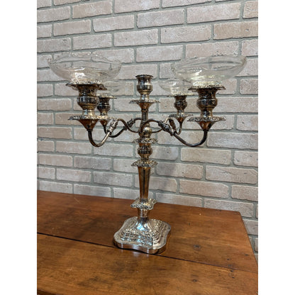 VINTAGE GSC 5 ARM GOLDFEDER SILVER PLATED CANDELABRA CANDLE HOLDER CANDLESTICKS