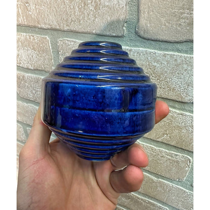 VTG LIGHTNING ROD BALL WEATHERVANE BALL COBALT BLUE CERAMIC POTTERY STAIRCASE