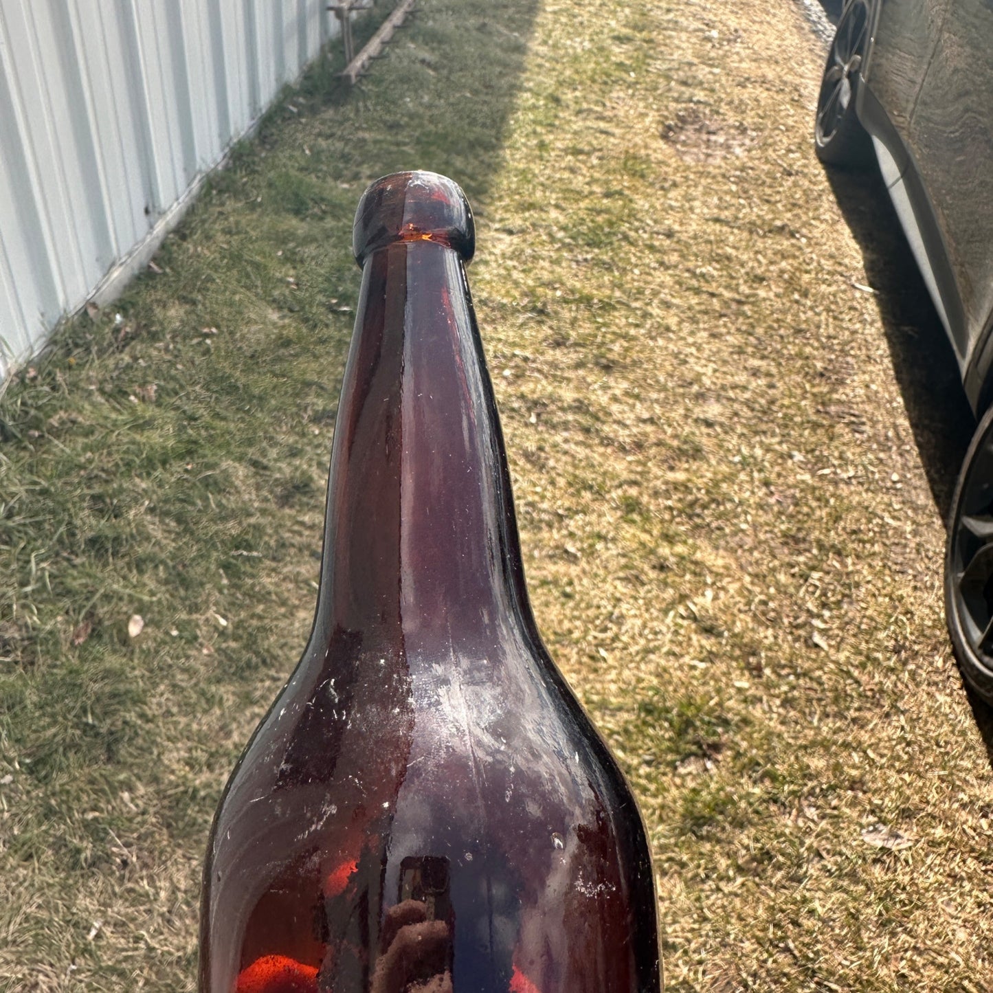 PRE-PROHIBITION SANDERS BROS QUART AMBER BROWN BEER BOTTLE FOND DU LAC WIS BLOB