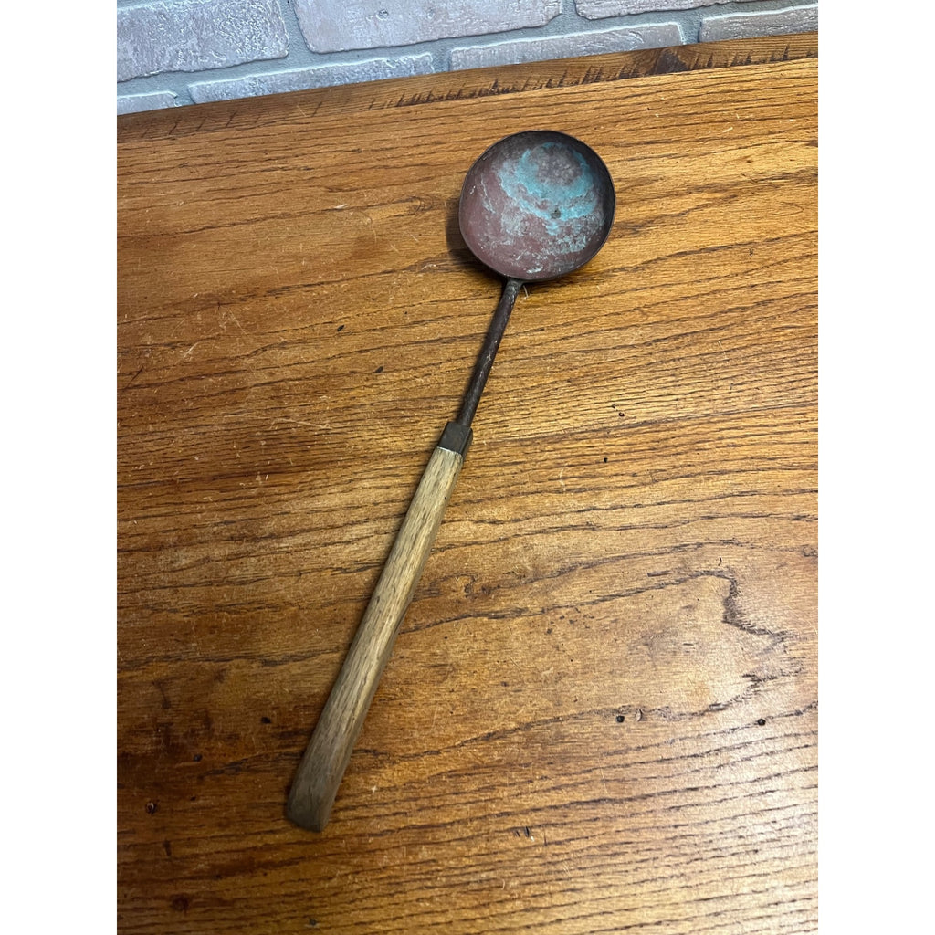 Vintage 1970s Hand Forged Copper Ladle Spoon 17.5" Folk Art