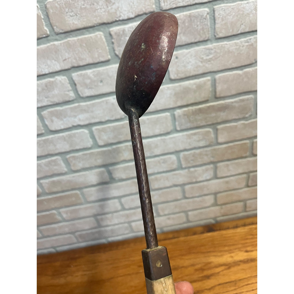 Vintage 1970s Hand Forged Copper Ladle Spoon 17.5" Folk Art