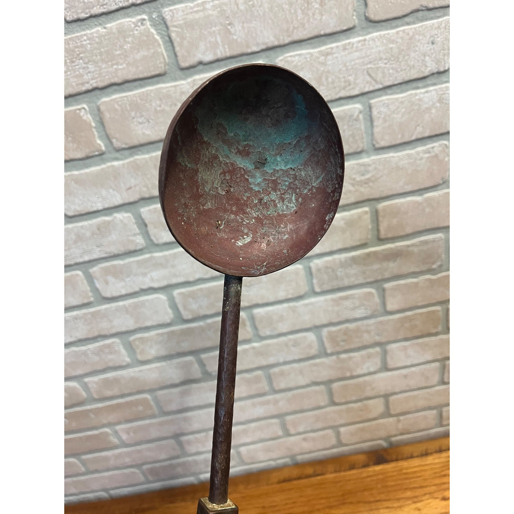 Vintage 1970s Hand Forged Copper Ladle Spoon 17.5" Folk Art