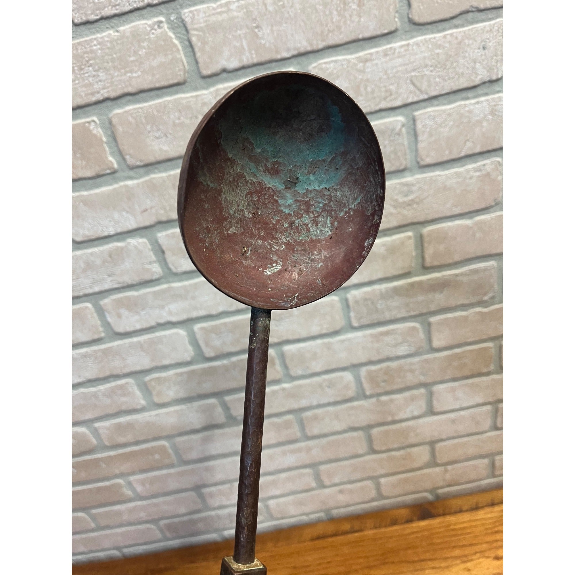 Vintage 1970s Hand Forged Copper Ladle Spoon 17.5" Folk Art
