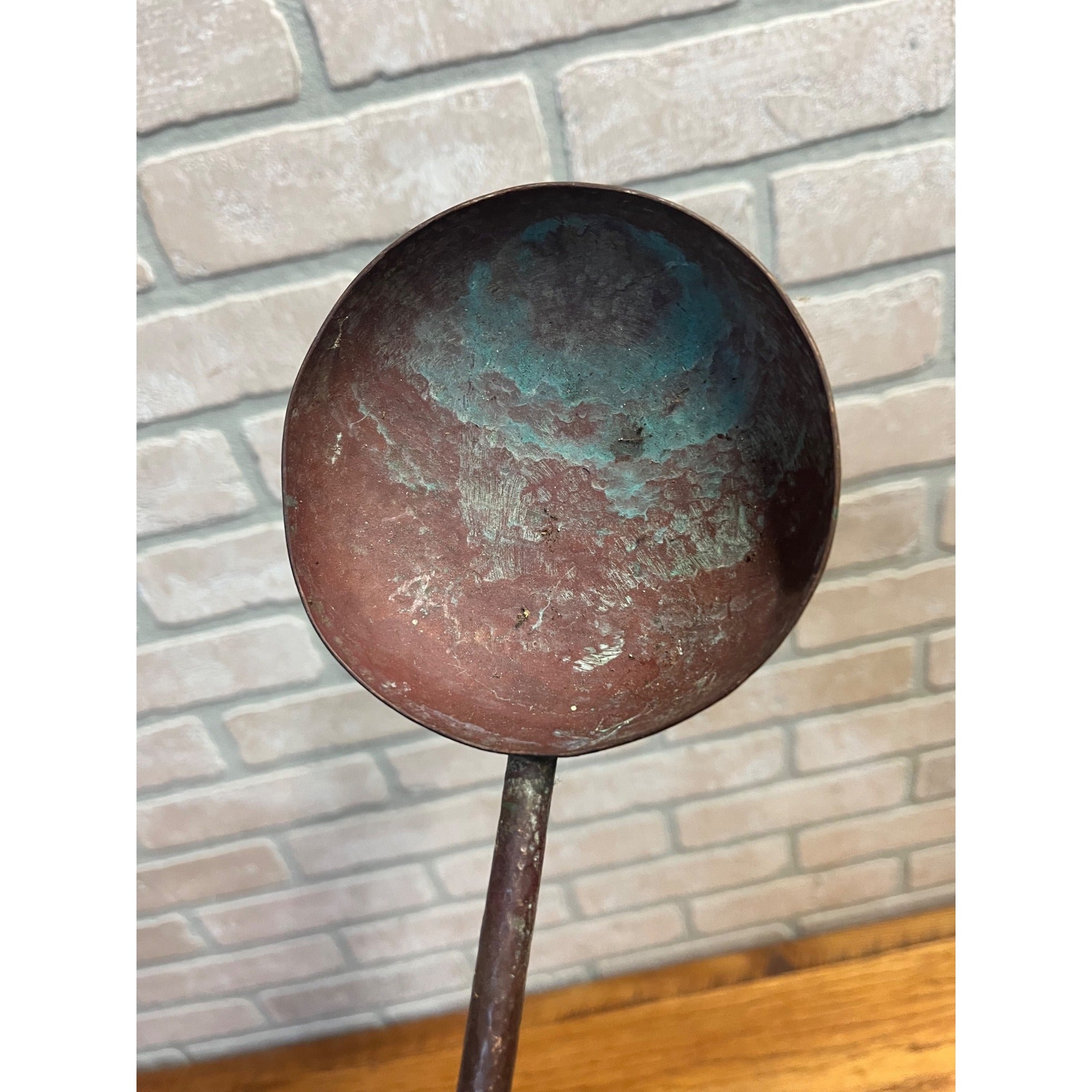 Vintage 1970s Hand Forged Copper Ladle Spoon 17.5" Folk Art