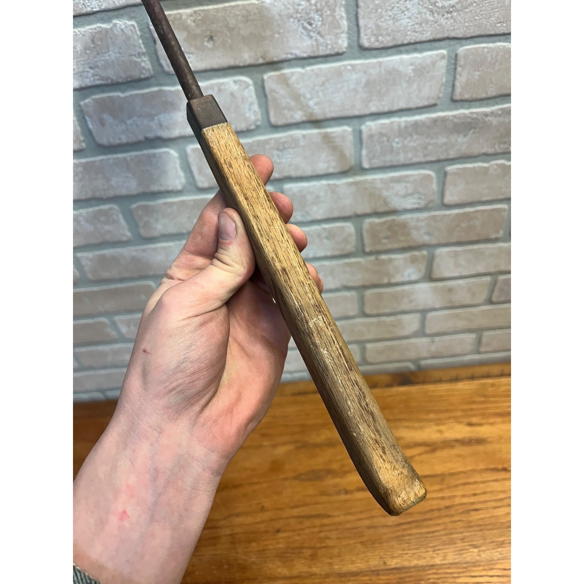 Vintage 1970s Hand Forged Copper Ladle Spoon 17.5" Folk Art