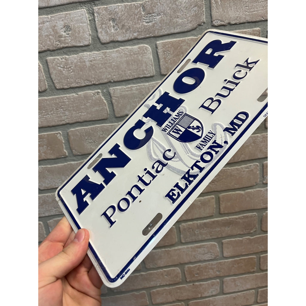 Vintage Anchor Pontiac Buick Dealer Metal Booster License Plate Elkton MD