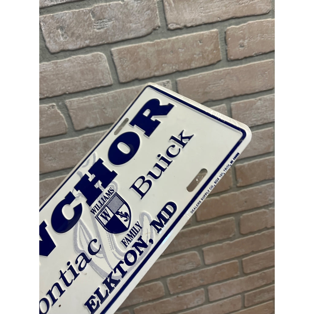 Vintage Anchor Pontiac Buick Dealer Metal Booster License Plate Elkton MD