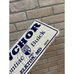 Vintage Anchor Pontiac Buick Dealer Metal Booster License Plate Elkton MD