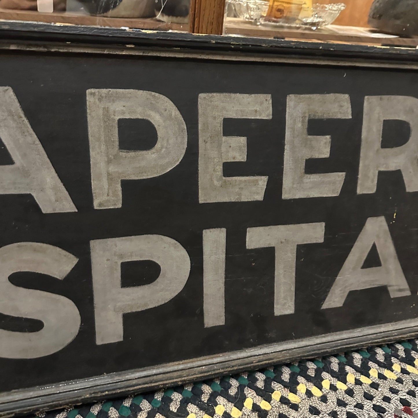 Original 5ft Lapeer Hospital Insane Asylum Wooden Trade Sign Primitive Medical